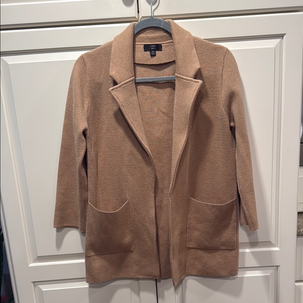 J. Crew Camel Open-Front Knit Blazer